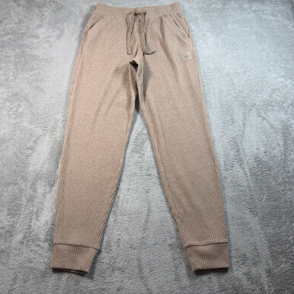 Alo Muse Sweatpant Women Small Gravel Heather High Rise Ribbed Jogger W5784R